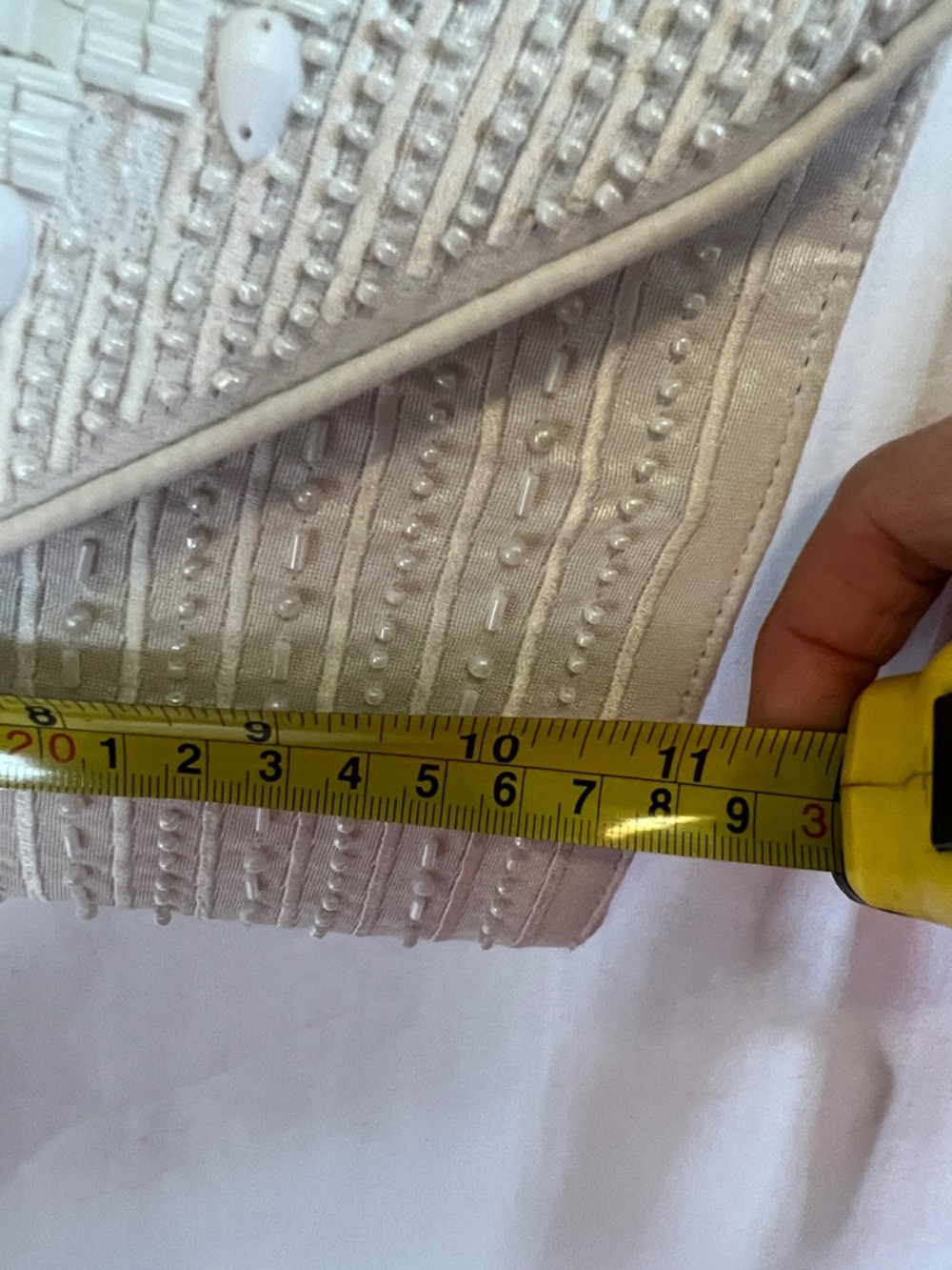 Bridal White Beaded Envelope Clutch with Gold Chain Strap - Picture 6 of 11